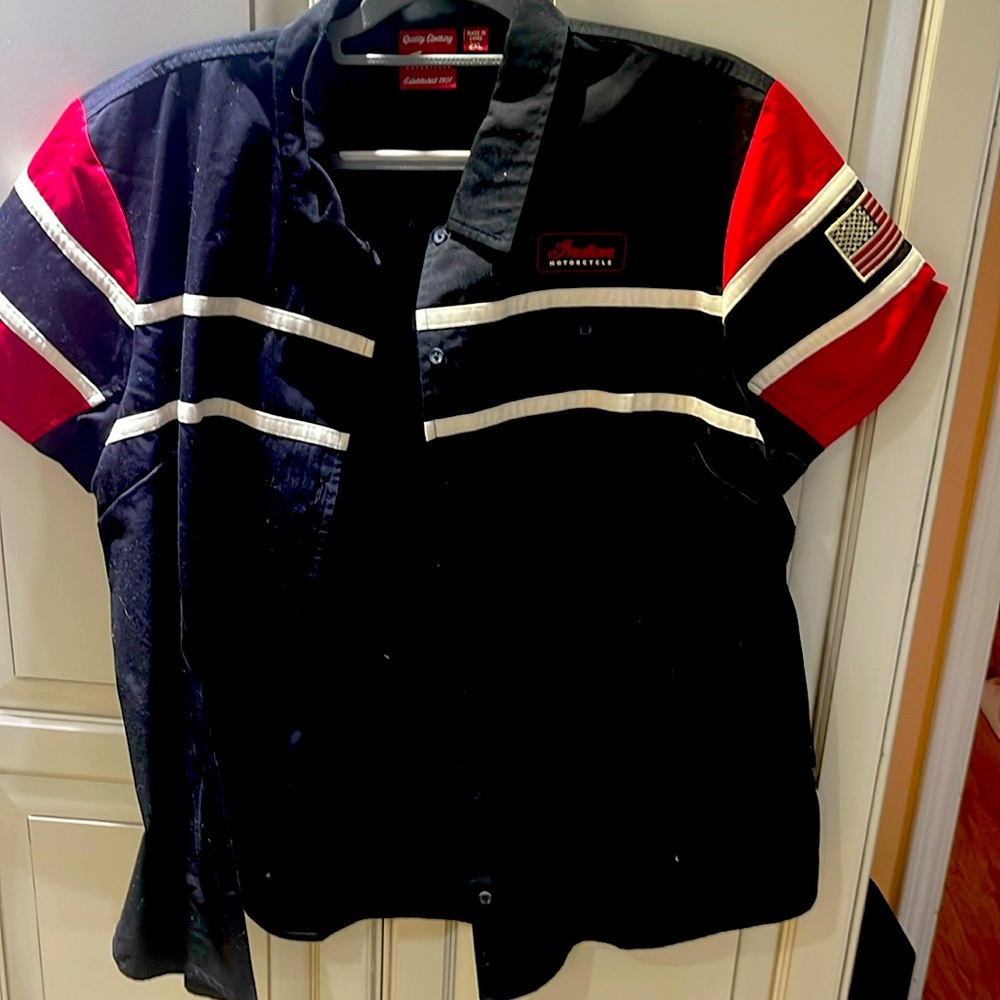 And motorcycle shirt button up front